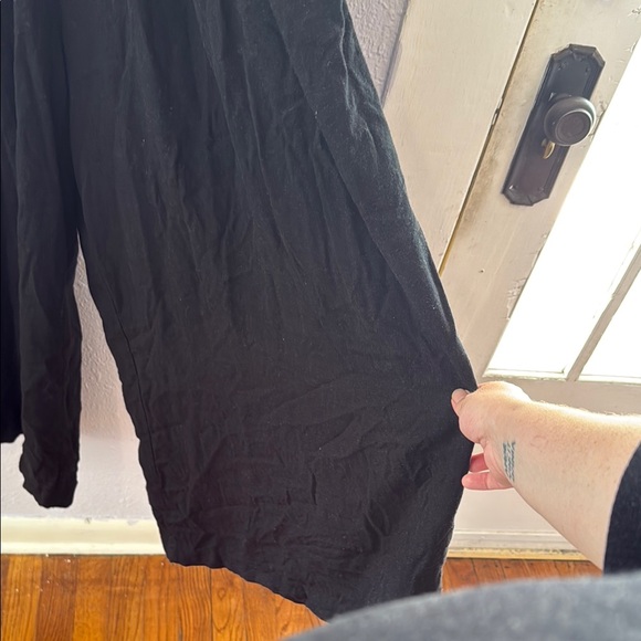 Linen Black Palazzo Wide Leg Pants - Picture 4 of 10